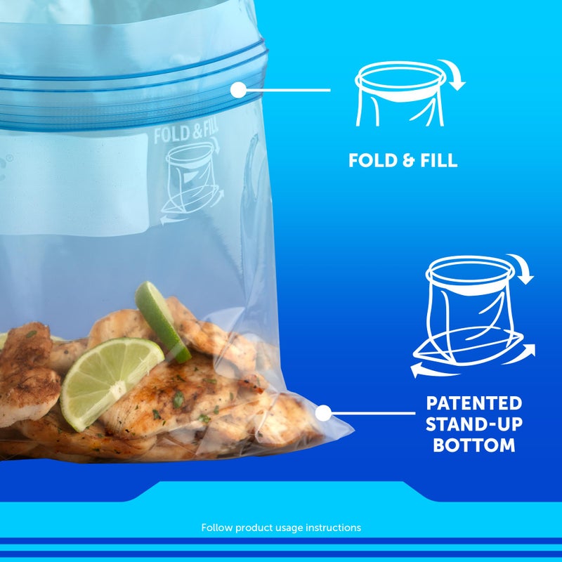 زيبلوك Quart Food Storage Freezer Bags, New Stay Open Design with Stand-Up Bottom, Easy to Fill, 75 Count - Image 3