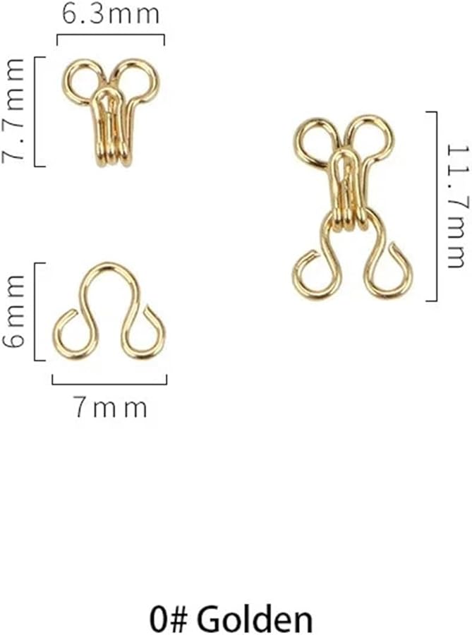 Golden Hook And Eye Fasteners 160 قطعة أزرار خياطة نحاسية للتنورة فستان حمالة الصدر DIY - Image 3