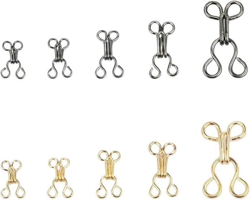 Golden Hook And Eye Fasteners 160 قطعة أزرار خياطة نحاسية للتنورة فستان حمالة الصدر DIY - Image 2