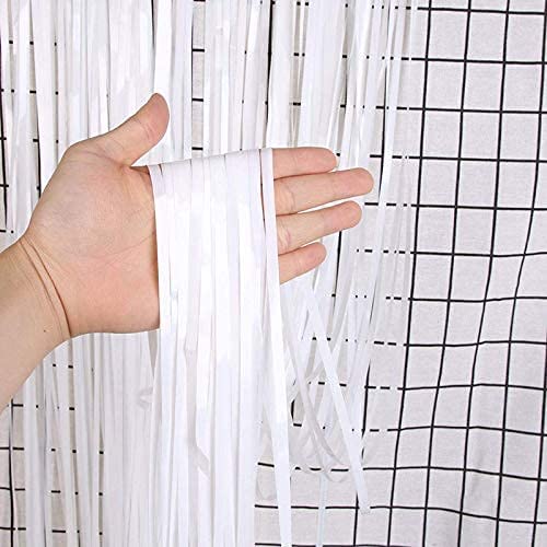 Selibration ستارة فويل فرينج بيضاء 1م × 2م | خلفية معدنية لحفلات عيد الميلاد، حفلات الأطفال، حفلات الزفاف، ديكور المنزل، Props لبوث التصوير، لوازم الحفلات والفعاليات | عبوة من 1 قطعة - Image 3