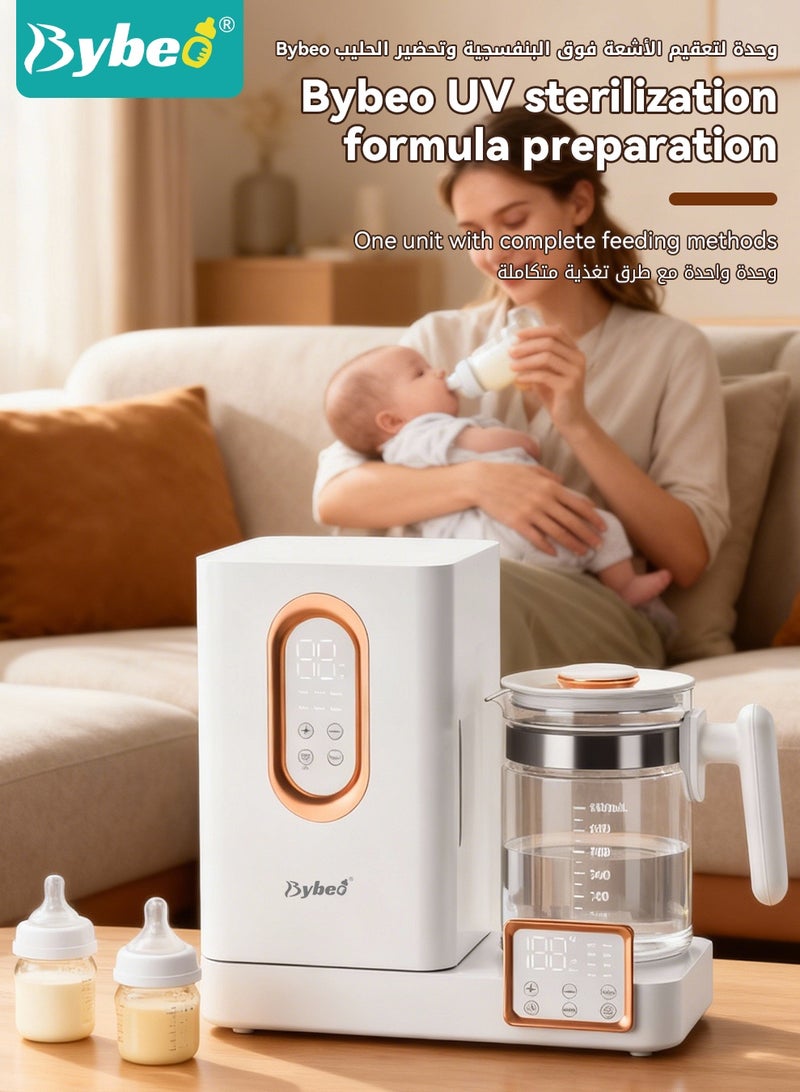 بيبو معقم ومجفف زجاجات الأطفال بالأشعة فوق البنفسجية، خزانة تعقيم الزجاجات 3 في 1 مع وظيفة تسخين زجاجات الحليب بدرجة حرارة ثابتة، ووظيفة تسخين الحليب والتجفيف ، مناسبة لإطعام المواليد الجدد مع التحكم الذكي في درجة الحرارة - Image 2