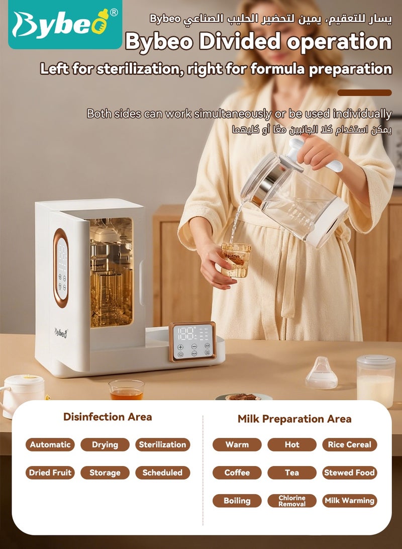 بيبو معقم ومجفف زجاجات الأطفال بالأشعة فوق البنفسجية، خزانة تعقيم الزجاجات 3 في 1 مع وظيفة تسخين زجاجات الحليب بدرجة حرارة ثابتة، ووظيفة تسخين الحليب والتجفيف ، مناسبة لإطعام المواليد الجدد مع التحكم الذكي في درجة الحرارة - Image 3