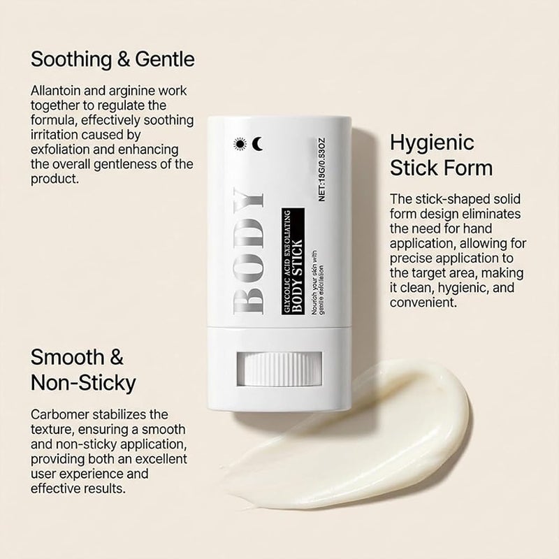 Goreem Exfoliating Body Stick,Exfoliating Lotion Stick,Smooths Rough Skin,Reduces the Appearance of Cellulite,Effect Radiant Skin,BodyCare Balm for Underarms,Legs,Body - Image 2