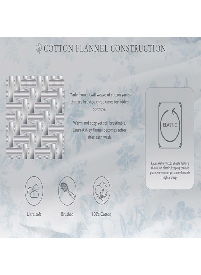 LAURA ASHLEY Home - Full Sheets, Cotton Flannel Bedding Set, Brushed for Extra Softness & Comfort (Rosalie, Full) - Image 5