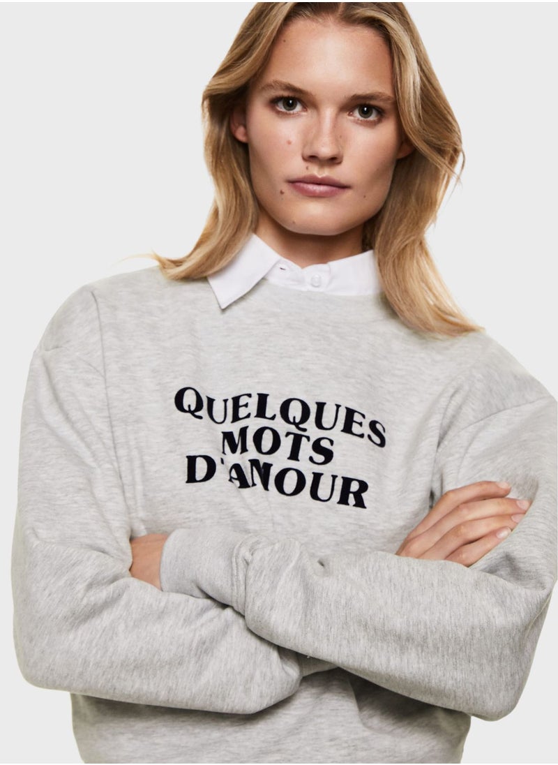 MANGO - Graphic Crew Neck Sweatshirt - Image 1
