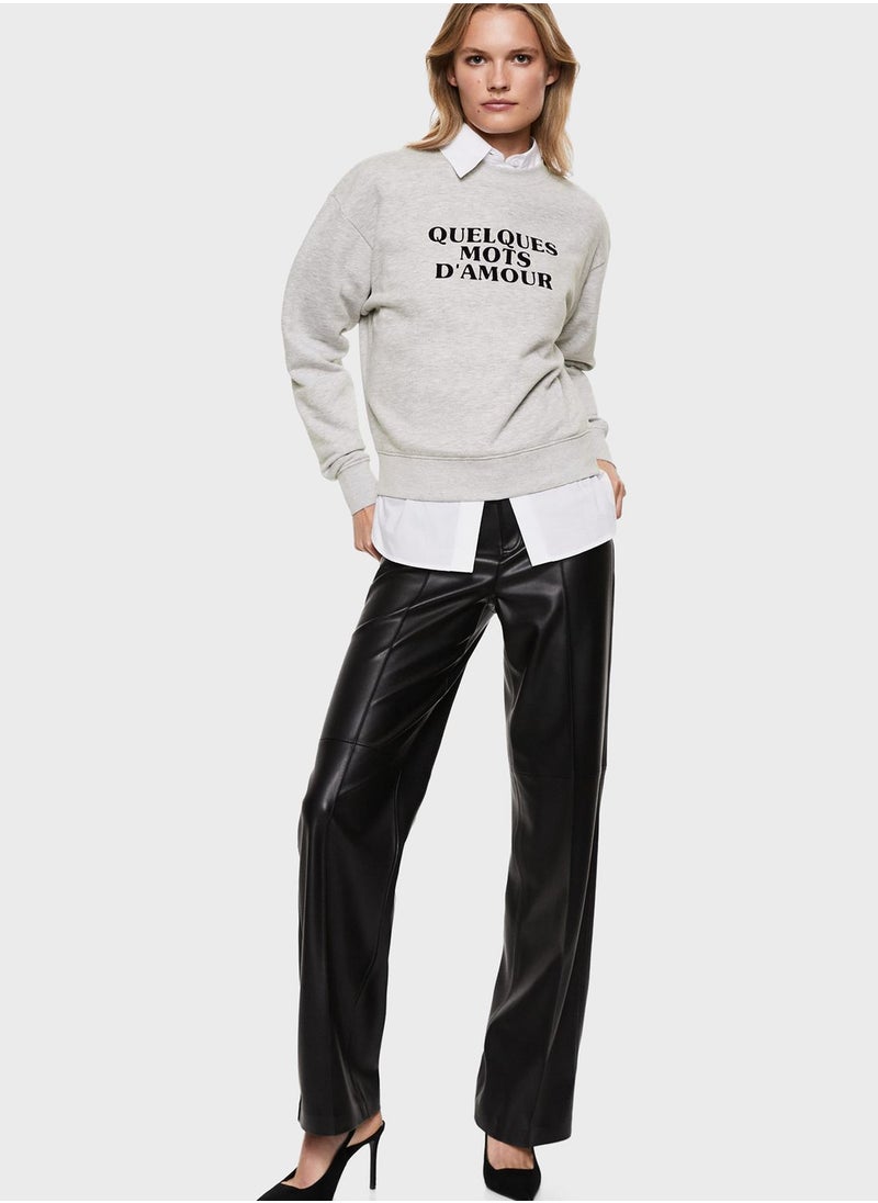 MANGO - Graphic Crew Neck Sweatshirt - Image 1