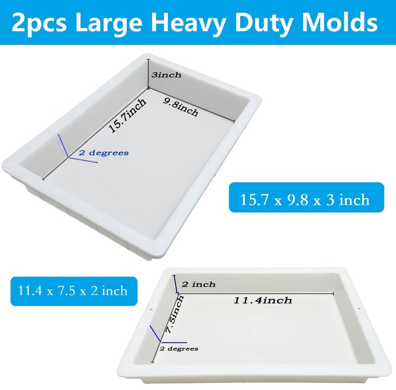 ModWgGuo 2Pcs Extra Large Reusable Epoxy Resin Table Mold15.7x9.8x3 inch 11.4x7.5x2 inch Rectangles Epoxy Resin Molds for River Table, Coffee Side Table, Cutting Board, Charcuterie Board, Art Panel - Image 2
