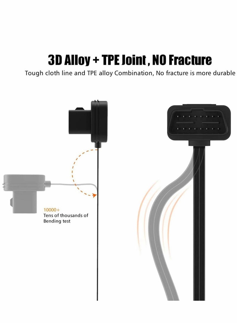 SYOSI كابل تمديد OBD II OBD2 تحويل كامل من ذكر إلى أنثى تشخيصي شريط مسطح عالمي مع موصلات بزاوية لجميع مركبات OBDII بطول 100 سم - Image 4