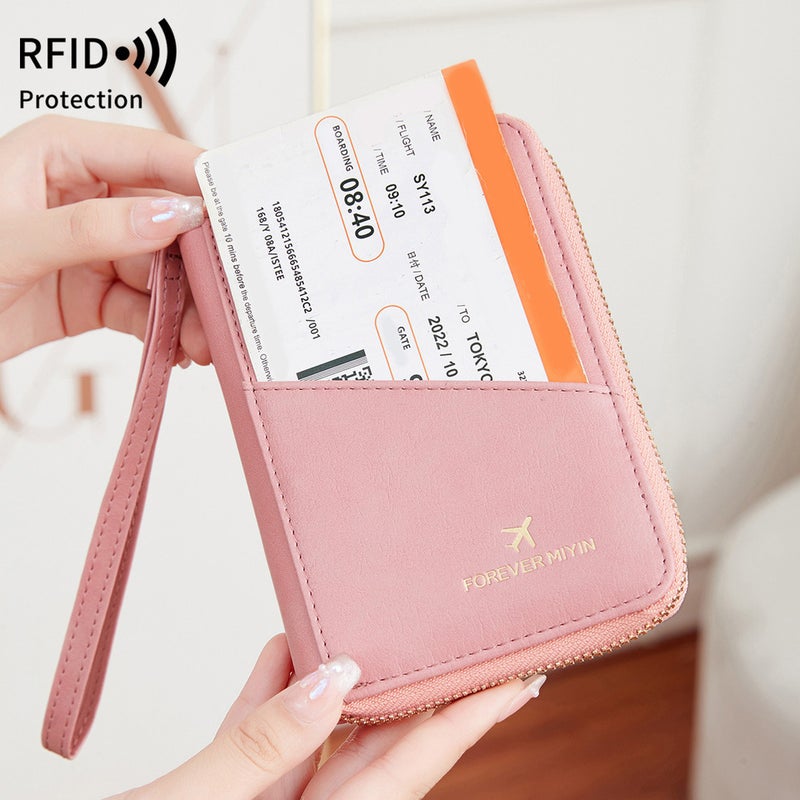Multifunctional Solid Color PU Leather Wallet, RFID Blocking Design Portable Daily Storage Purse for Cards Cash Coin Business Use - Image 2