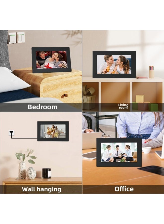 Generic - Dedicated 8-inch Digital Photo Frame HD Electronic Photo Frame Clock Multi-function Video Player Advertising Machine-Color:Black - Image 1
