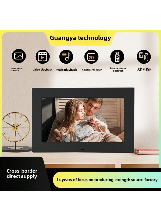 Generic - Dedicated 8-inch Digital Photo Frame HD Electronic Photo Frame Clock Multi-function Video Player Advertising Machine-Color:Black - Image 1