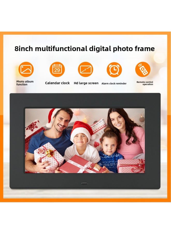Generic - Dedicated 8-inch Digital Photo Frame HD Electronic Photo Frame Clock Multi-function Video Player Advertising Machine-Color:Black - Image 1