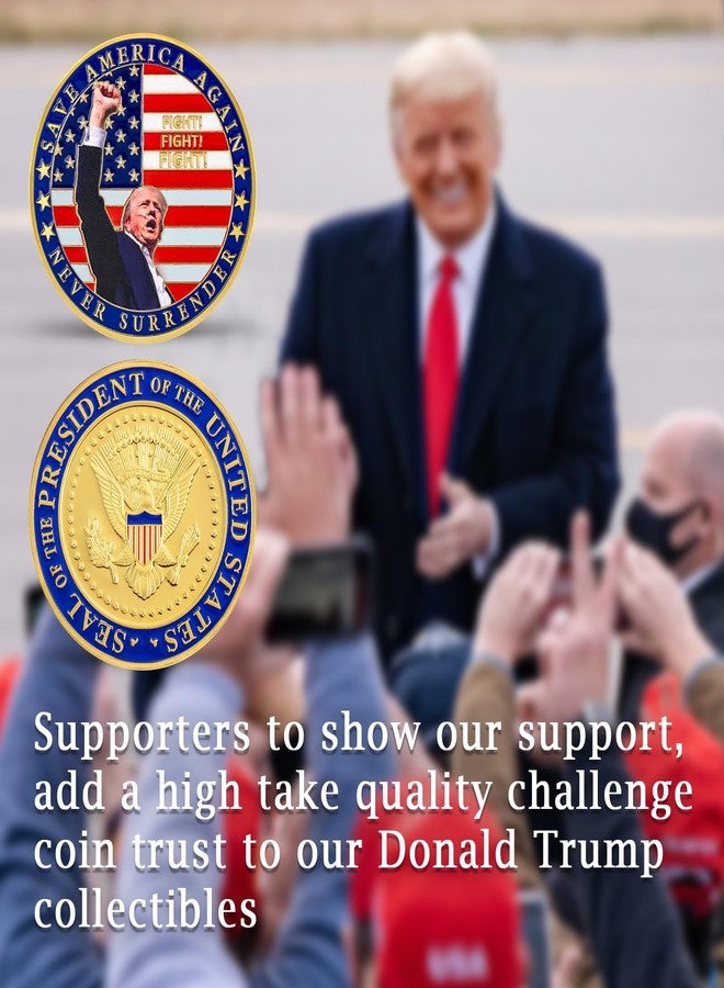 SINBRLAI Donald Trump Challenge Coin, President Donald Trump Coin 2024 Collection, Never Surrender-Save America Again Challenge Coin, Limited Edition Collectible Presidential Memorabilia - Image 3