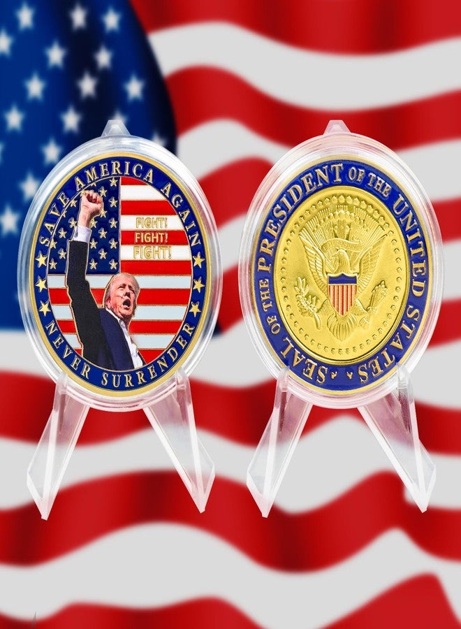 SINBRLAI Donald Trump Challenge Coin, President Donald Trump Coin 2024 Collection, Never Surrender-Save America Again Challenge Coin, Limited Edition Collectible Presidential Memorabilia - Image 5