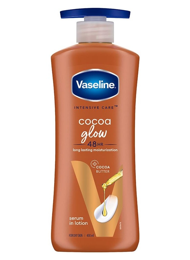 فازلين لوشن فازلين للعناية المركزة بالكاكاو المتوهج للجسم، لوشن مغذي على مدار 24 ساعة مع 100% من الكاكاو وزبدة الشيا - Image 1