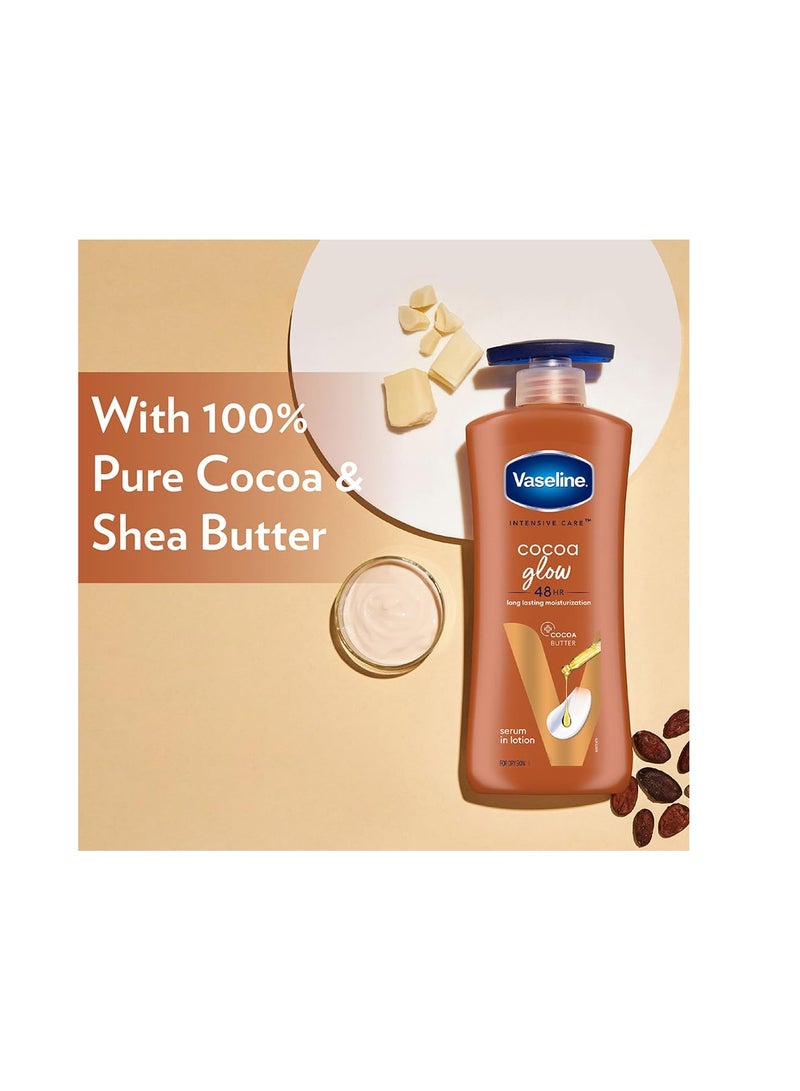 فازلين لوشن فازلين للعناية المركزة بالكاكاو المتوهج للجسم، لوشن مغذي على مدار 24 ساعة مع 100% من الكاكاو وزبدة الشيا - Image 4
