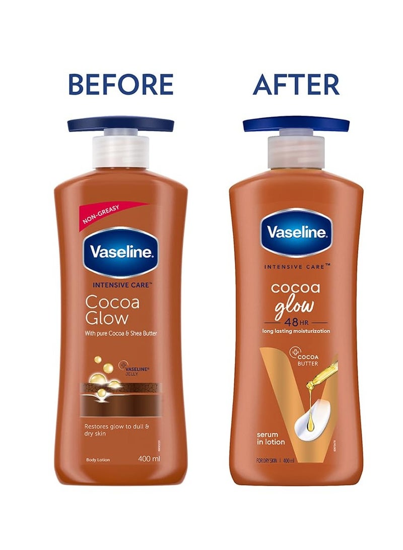 فازلين لوشن فازلين للعناية المركزة بالكاكاو المتوهج للجسم، لوشن مغذي على مدار 24 ساعة مع 100% من الكاكاو وزبدة الشيا - Image 2