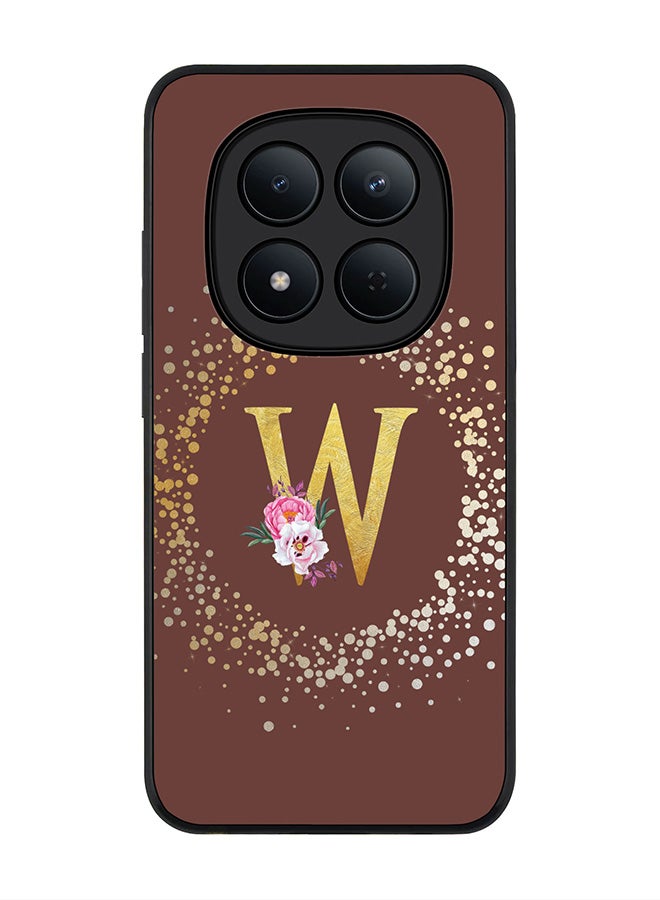 For Xiaomi Redmi Note 15 Pro 5G Case,Slim fit Camera Protection, Shockproof Thin Phone cover  - Custom Monogram Floral - W  (Brown )