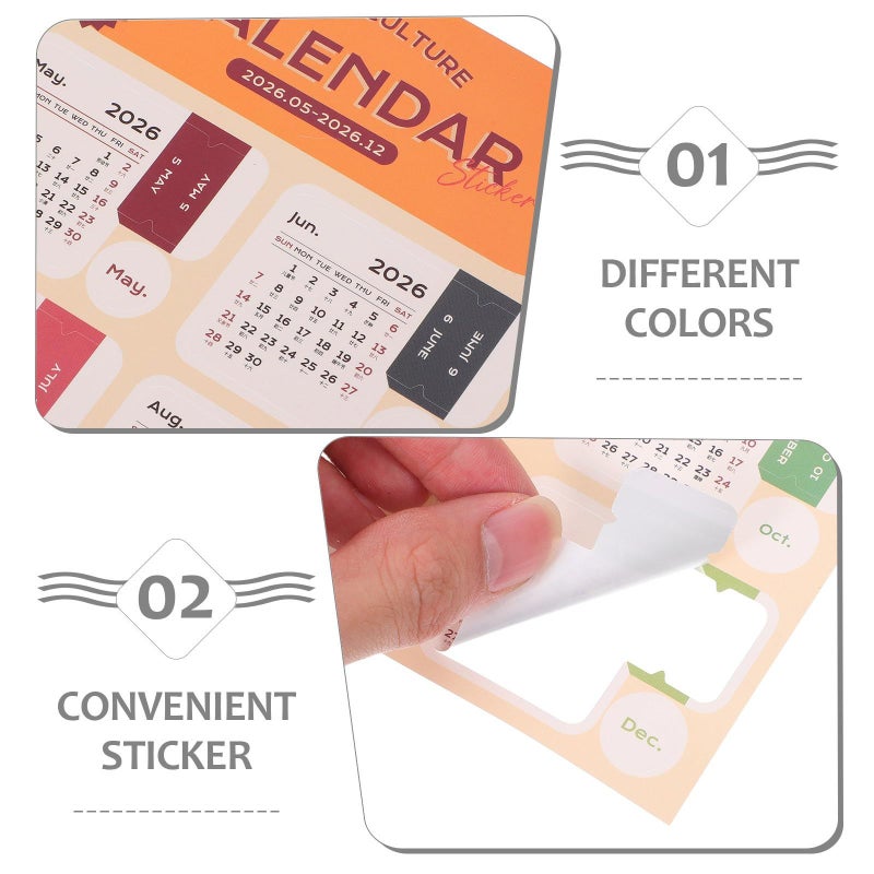 Retro Color Coded Monthly Calendar Stickers Adhesive Tabs for Journals Notebooks DIY Planning - Image 4