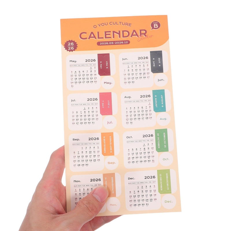 Retro Color Coded Monthly Calendar Stickers Adhesive Tabs for Journals Notebooks DIY Planning - Image 5