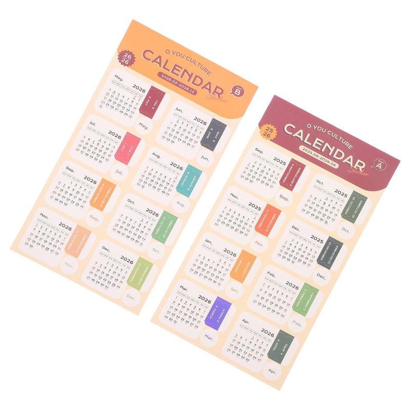 Retro Color Coded Monthly Calendar Stickers Adhesive Tabs for Journals Notebooks DIY Planning - Image 2