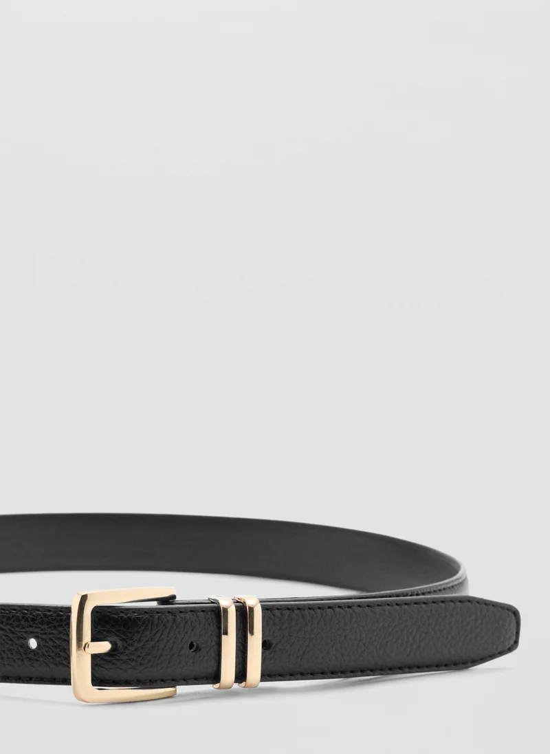 Mango 99-NEGRO Square Buckle Belt for Women | Best Price UAE