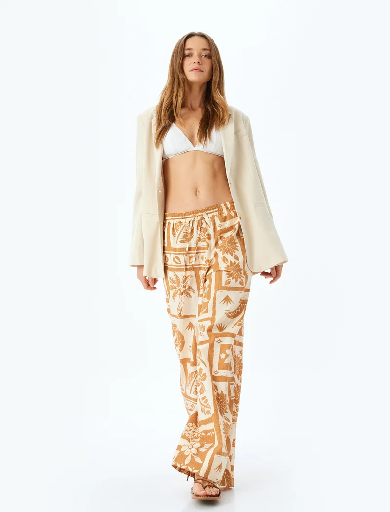 كوتون Printed Wide-Leg Pants