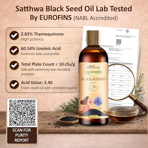 Satthwa Organic Black Seed Oil – Edible - Cold-Pressed, 100% Pure Nigella Sativa Oil, High TQ, Nutrient-Rich for Immune, Hair & Skin Support - 200ml - Image 4
