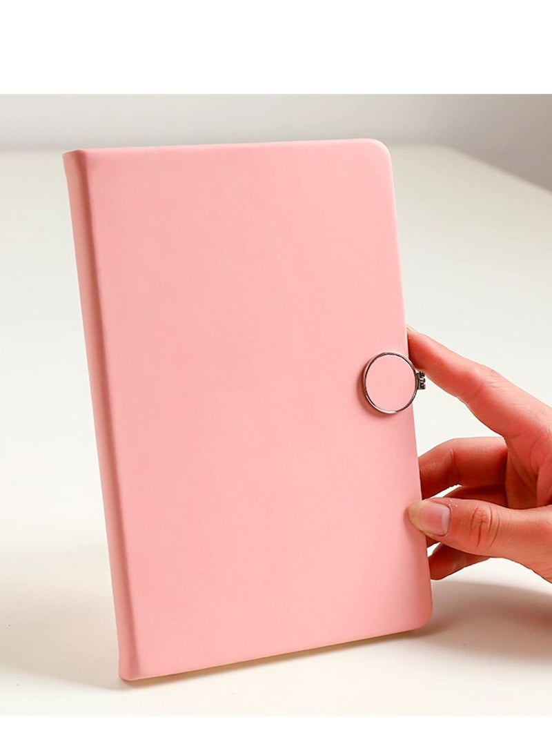 SYOSI Lined Journal Notebook, Refillable Writing Journal for Women Faux Leather Hardcover Notebook A5 College Ruled 200 Pages Lay-Flat Personal Diary with Magnetic Buckle, Diary Sketchbook Gifts (Pink) - Image 2