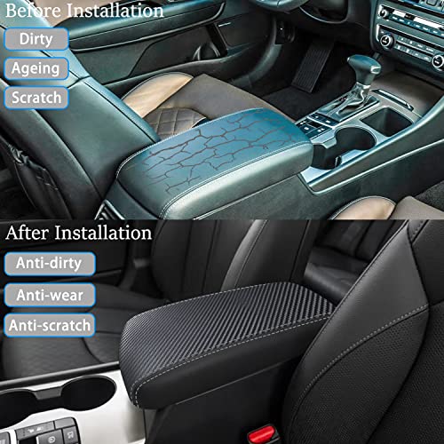 YOFAMO Center Console Cover for Kia Optima 2016 2017 2018 2019 2020 Accessories Armrest Cover Waterproof Anti-Scratch Leather Protector Pad Interior Accessories(Carbon Fiber + Black) - Image 3