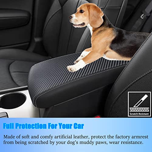 YOFAMO Center Console Cover for Kia Optima 2016 2017 2018 2019 2020 Accessories Armrest Cover Waterproof Anti-Scratch Leather Protector Pad Interior Accessories(Carbon Fiber + Black) - Image 4