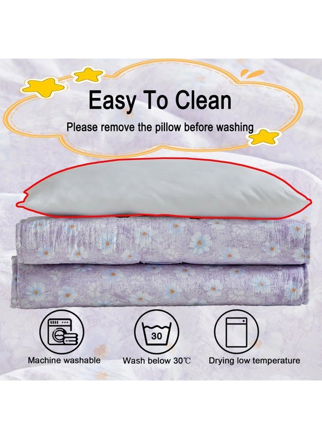 JHCHMX ﻿JHCHMX Floral Toddler Nap Mat with Pillow and Blanket,Extra Large Roll Up Kids Sleeping Mat,Soft Slumber Bags for Girls,Perfect for Daycare,Preschool,Travel Camping- Purple - Image 4