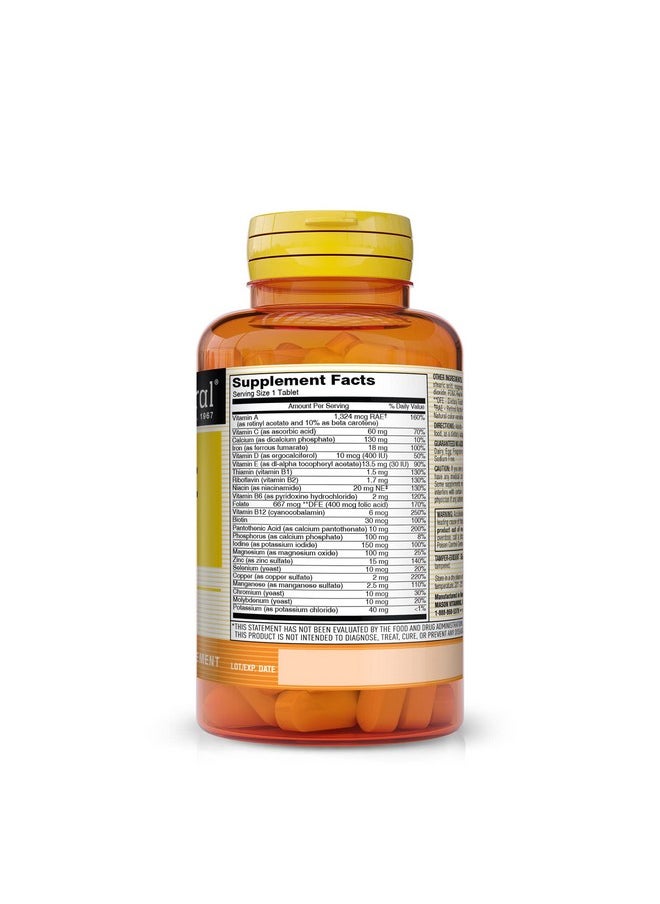 Mason Natural - Daily Multiple Vitamins With Minerals 24 Essential Vitamins And Minerals All In One Multivitamin Supports Overall Health 60 Tablets (Pack Of 3) - Image 1