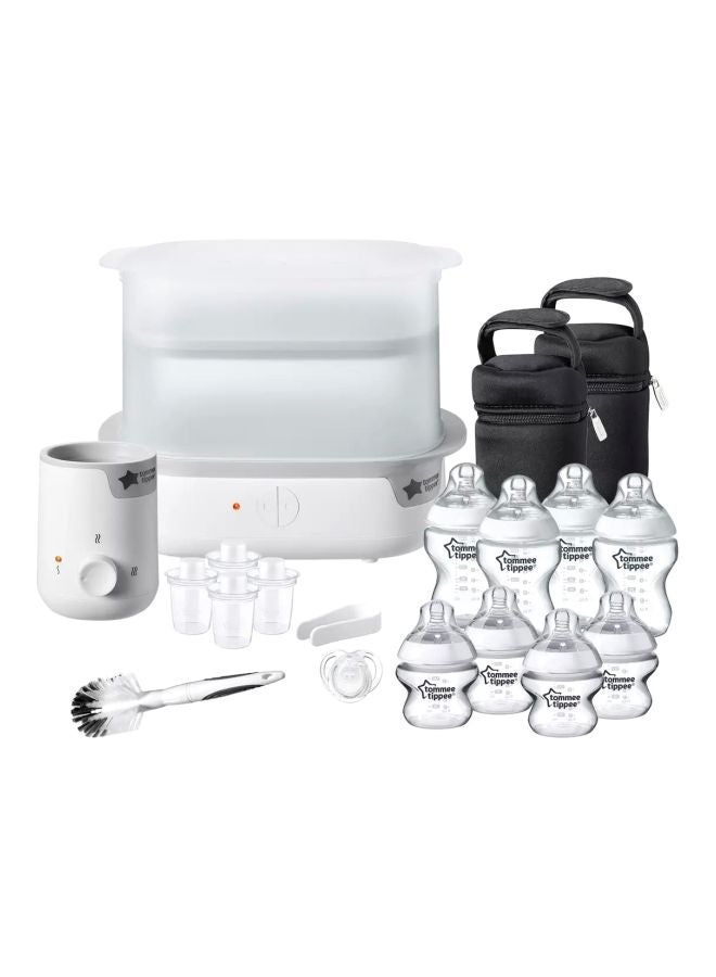 tommee tippee Complete Feeding Set, Super-Steam Electric Steriliser, Baby Bottle And Food Warmer, Baby Bottles And Accessories, White
