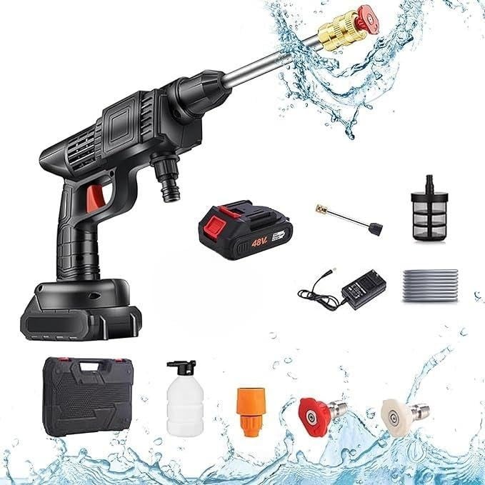 Riveira High Strength Cordless Pressure Washer Multipurpose Portable High Pressure Water Sprayer Multifunction Washing Machine for CarBlack - Image 1