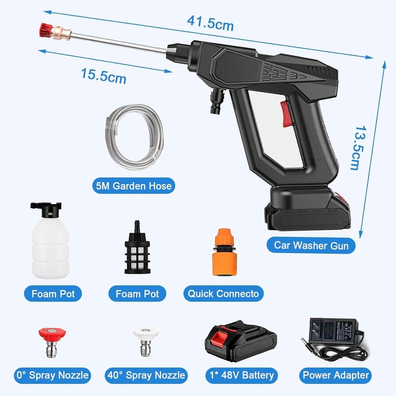 Riveira High Strength Cordless Pressure Washer Multipurpose Portable High Pressure Water Sprayer Multifunction Washing Machine for CarBlack - Image 3