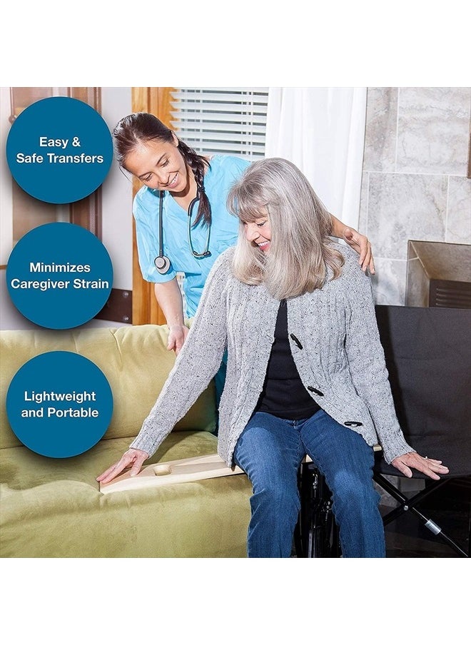 Transfer Board and Slide Board, FSA Eligible, Made of Heavy-Duty Wood for Patient, Senior and Handicap Move Assist and Slide Transfers, Holds up to 440 Pounds, 2 Cut out Handles, 30 x 8 x 1
