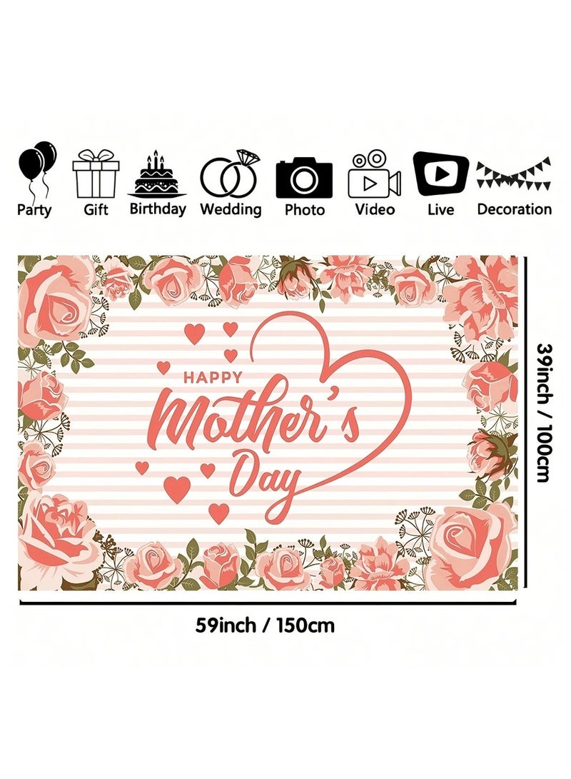 Mother's Day Decoration Backdrop with a Lovely Floral Design in Pink to Add a Special Touch to Mother's Day – Size 100*150 cm - Image 4