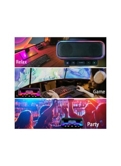 SUCITY مكبر صوت بلوتوث 5.0 لاسلكي محمول مع صوت ستيريو 10 وات ومكبرات صوت للحفلات مع إضاءة RGB محيطة ومدة تشغيل 5 ساعات ومكبرات صوت IPX4 مقاومة للماء للاستخدام في الأماكن الخارجية والداخلية  - Image 4
