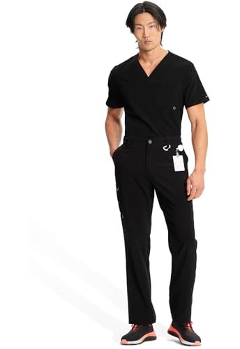 Cherokee Infinity Men Scrub Pants, 6 Pockets Tapered Leg with Fly Front and Inside Functional Drawstring CK200A, M, Black - Image 3