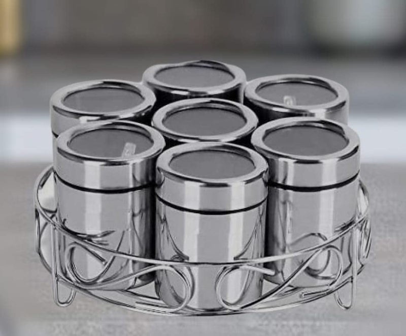 STEEPLE Masala Box for Kitchen Set of 7 Stainless Steel Containers and 1 Stand - Image 1