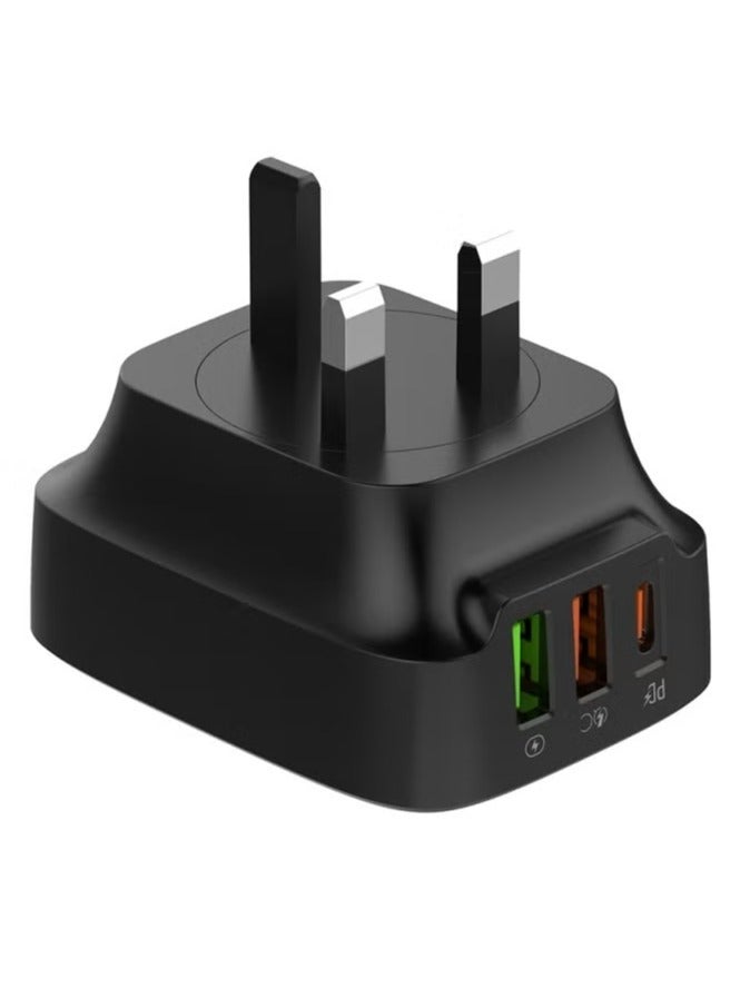 ELTRAZONE شاحن سريع Q334 PD – نوع-C وفتحات USB مزدوجة، محول متعدد المخرجات، شاحن حائط للسفر للهواتف المحمولة، شحن سريع للهواتف الذكية، والأجهزة اللوحية والمزيد (أسود) - Image 3