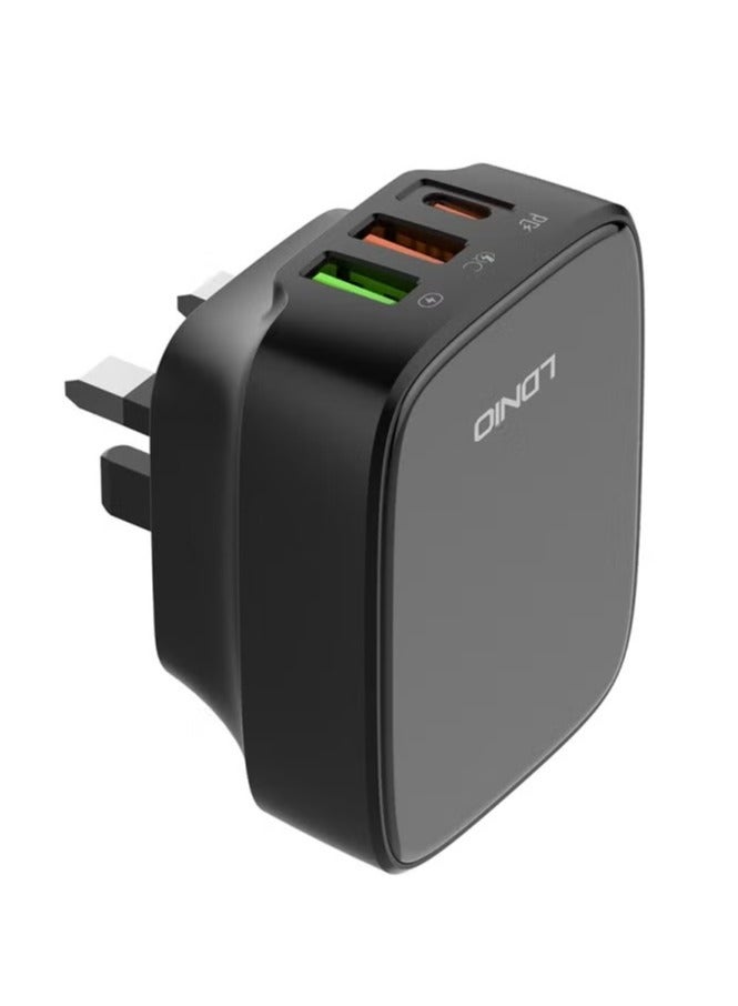 ELTRAZONE شاحن سريع Q334 PD – نوع-C وفتحات USB مزدوجة، محول متعدد المخرجات، شاحن حائط للسفر للهواتف المحمولة، شحن سريع للهواتف الذكية، والأجهزة اللوحية والمزيد (أسود) - Image 4