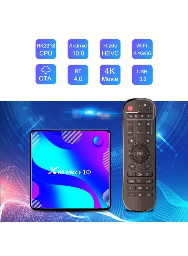 NIBEMINENT X88 Pro 10 Smart Android TV Box With Remote V7611EU-32G Black/Blue  - Image 4
