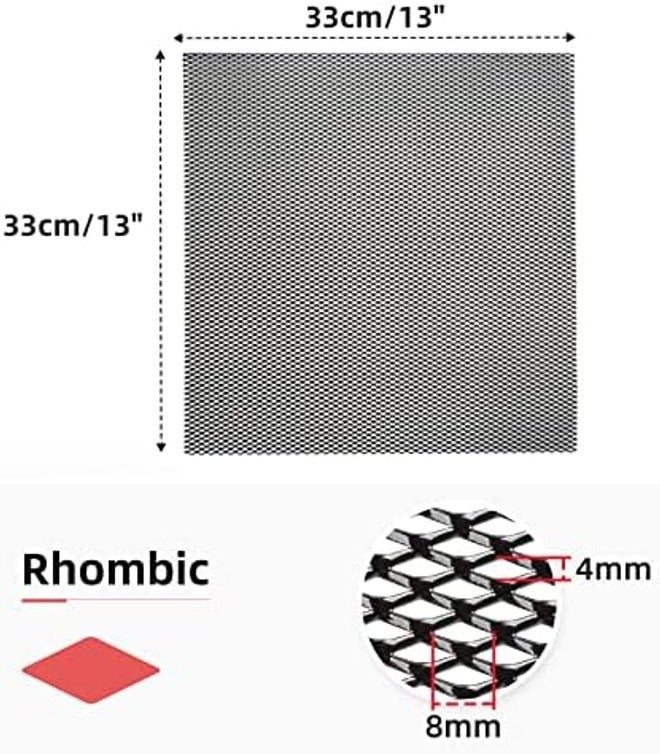 AggAuto 40"x13" Car Grill Mesh - Black Aluminum Alloy Rhombic Hole Bumper Grille Insert, Universal Fit - Image 4