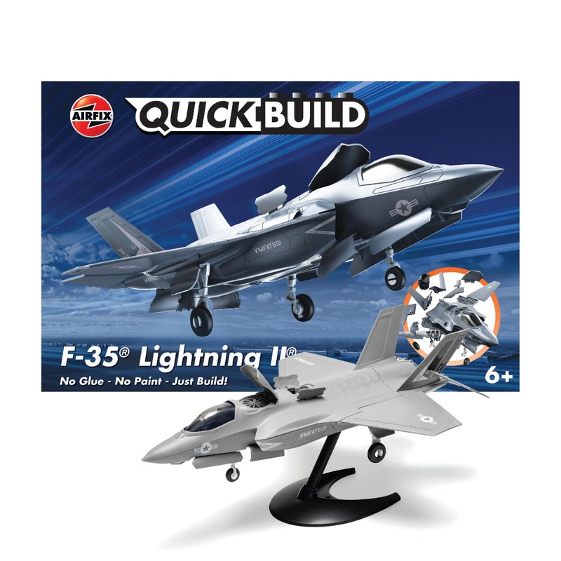 Airfix J6040 Quickbuild Model Airplane Kits for Adults Kids F35B Lightning II Fighter Jet Plastic Model Kits Block Building Sets Snap Together Aircraft Models Engineering Toys for Gifts - Image 2