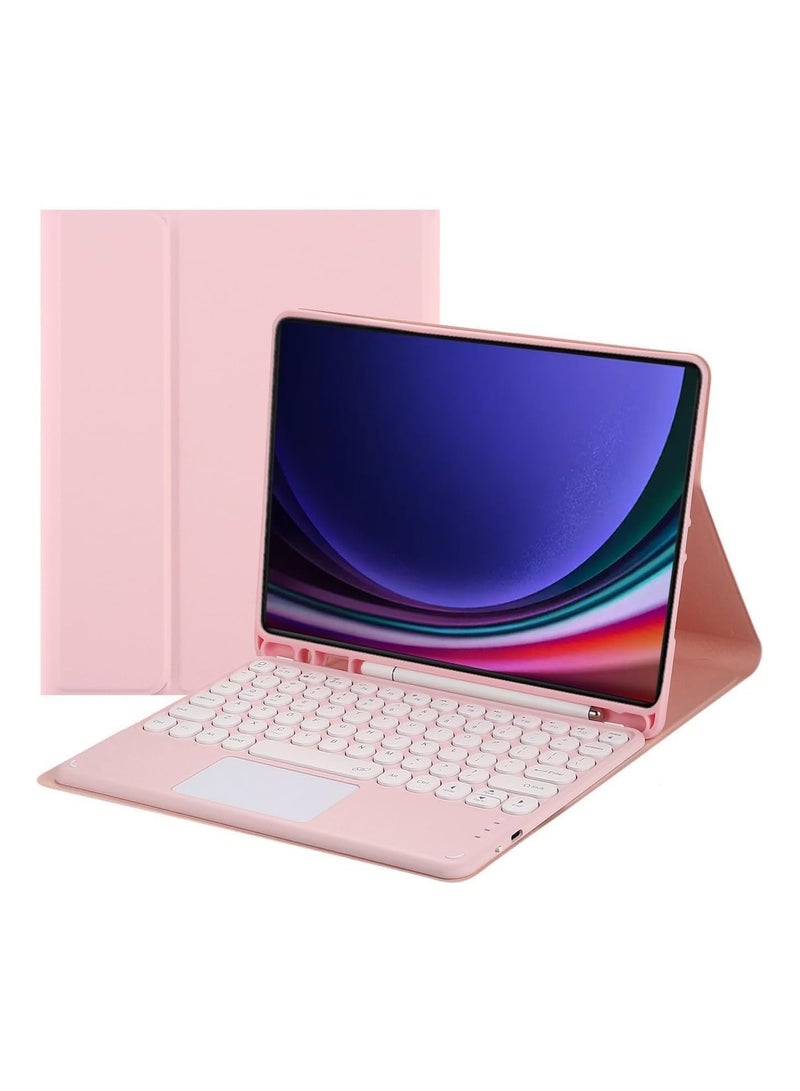 Arabic and English Keyboard Case for Galaxy Tab S9 Ultra 2023 14.6 inch Detachable Touchpad Keyboard Case with Pen Holder Retro Round Keys Cute Colourful Keyboard