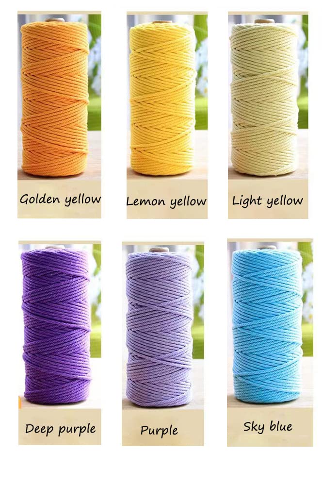 FLIPPED Macrame Cord,3mm x109 Yards Cotton Macrame Cords Colored Cotton Macrame Rope Craft Cord for DIY Crafts Knitting Plant Hangers Christmas Wedding DÃ©cor (Dark Blue, 3mm*109yards) - Image 5