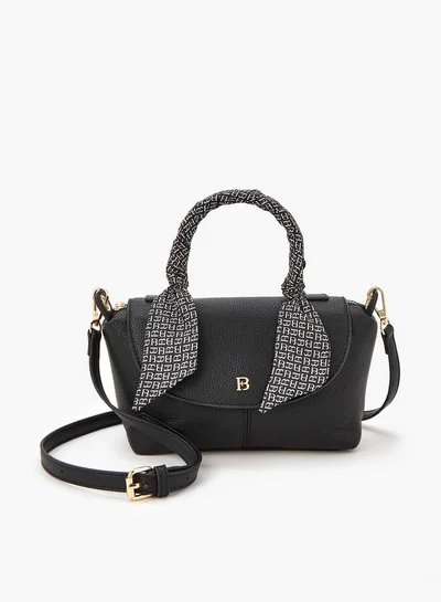 Flora Bella By Shoexpress Solid Satchel Bag with Detachable Strap and Scarf Detail