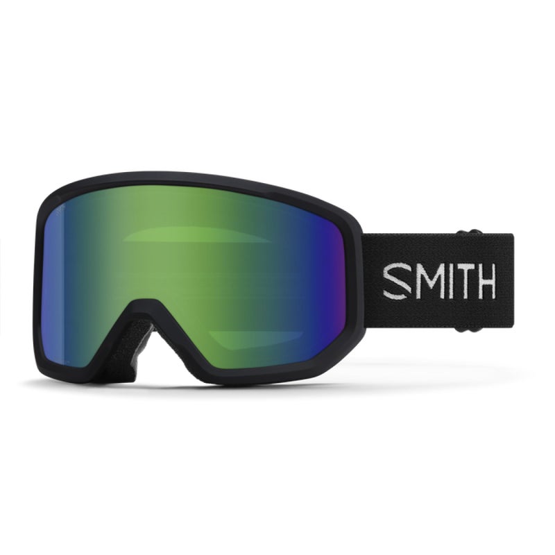 SMITH Transfer Snow Goggles â€“ Performance Ski & Snowboard Goggles with Cylindrical Lens â€“ For Men & Women â€“ Black + Green Sol-X Mirror Lens - Image 1